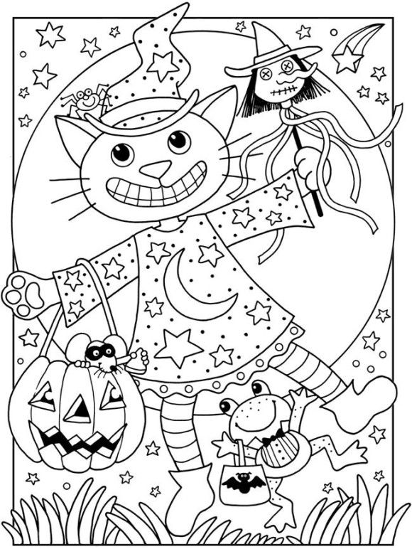 Hallowen Coloring, Cat Halloween Coloring Pages Free Cat 580x772 Hallowen Coloring, Cat Halloween Coloring Pages Free Cat