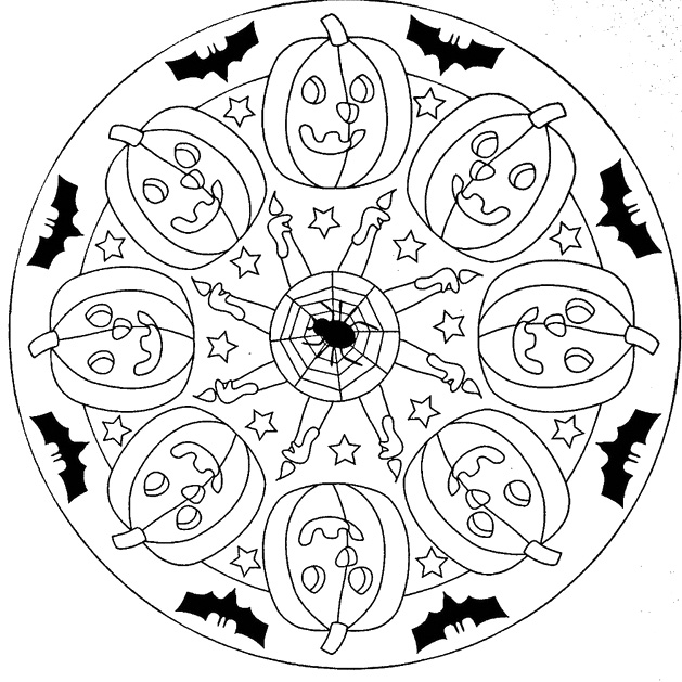 Halloween Mandala Coloring Pages Clown Theme Activities 629x629 Halloween Mandala Coloring Pages Clown Theme Activities