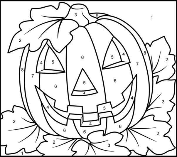 Color By Number Halloween Pumpkin Halloween Color Number Pages 603x535 Color By Number Halloween Pumpkin Halloween Color Number Pages