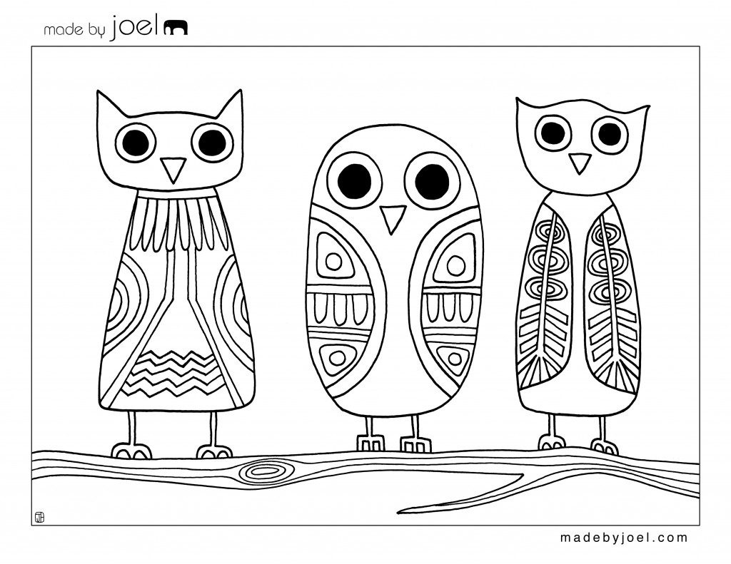 1024x791 Made By Joel Owls Coloring Sheet