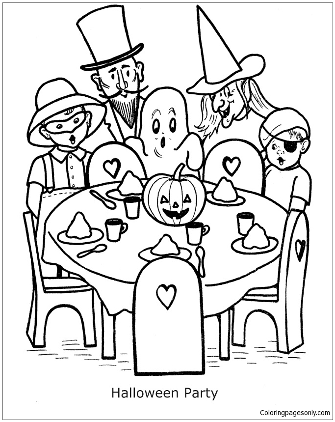 Halloween Party Coloring Page 683x859 Halloween Party Coloring Page