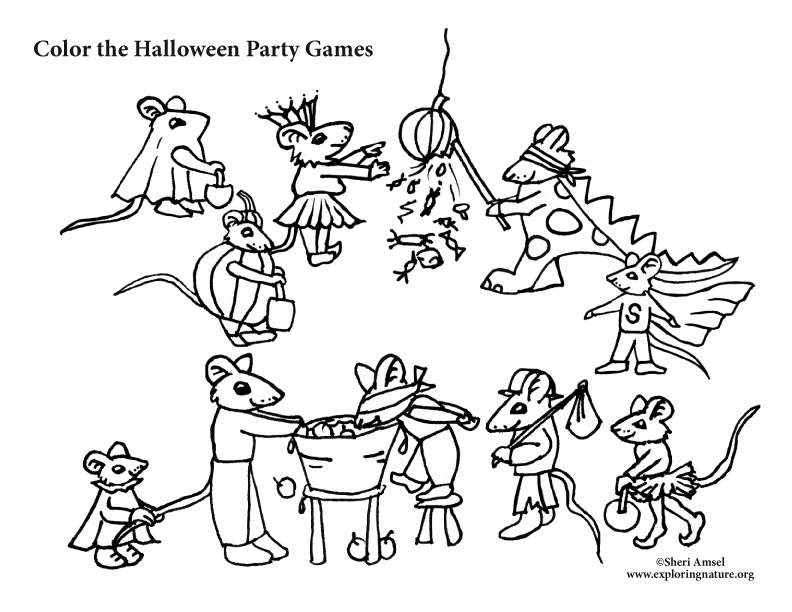 Mouse Halloween Party Games Coloring Pages 792x612 Mouse Halloween Party Games Coloring Pages