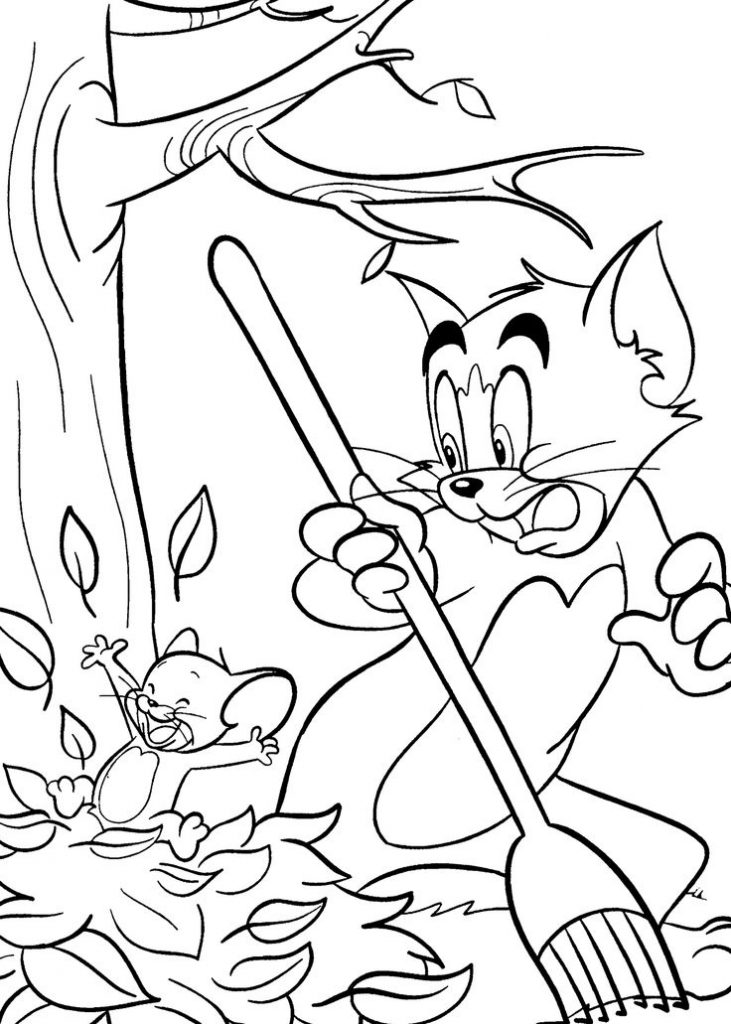 Tom And Jerry Halloween Party On Fall Season Coloring Pages 731x1024 Tom And Jerry Halloween Party On Fall Season Coloring Pages