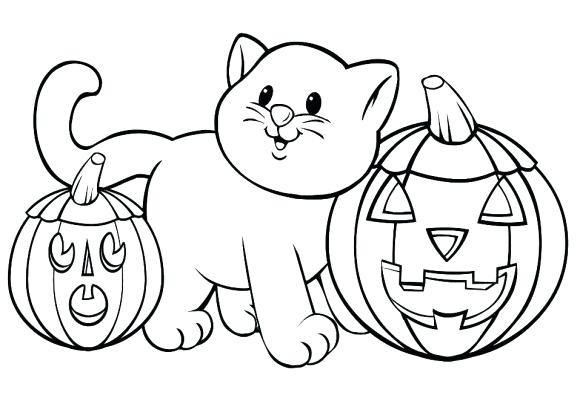 580x404 Halloween Pumpkin Coloring Pages Skeleton And Three Pumpkin
