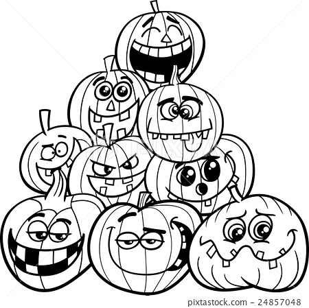 450x449 Halloween Pumpkins Coloring Page Stock Illustration 24857048