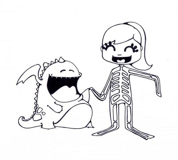620x559 Young Skeleton Coloring Pages