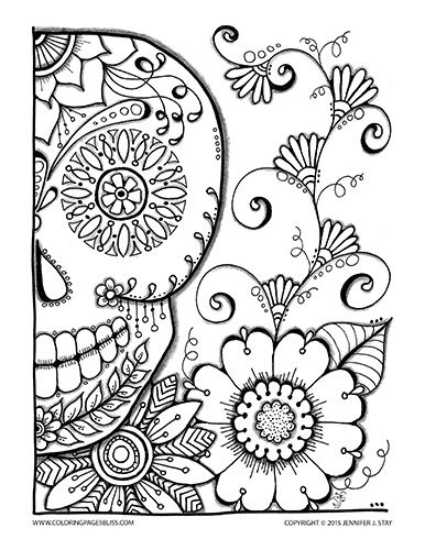 386x500 Halloween Coloring Pages Dia De Las Muertos, Colorear Y Mandalas