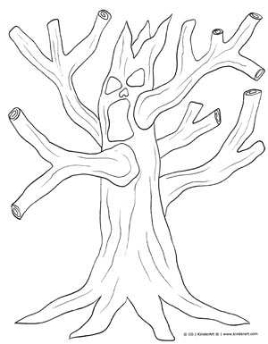 Spooky Tree Coloring Page Kinderart 300x385 Spooky Tree Coloring Page Kinderart