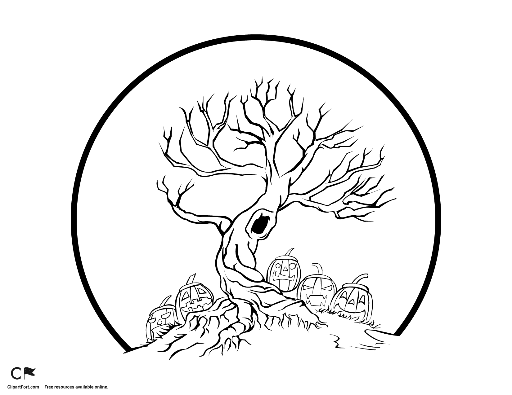 Halloween Coloring Pages Spooky Tree Collection Coloring 1650x1275 Halloween Coloring Pages Spooky Tree Collection Coloring