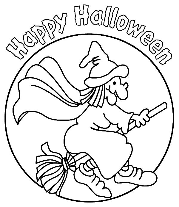 600x696 Halloween Witch Coloring Pages Happy Halloween Witch Coloring