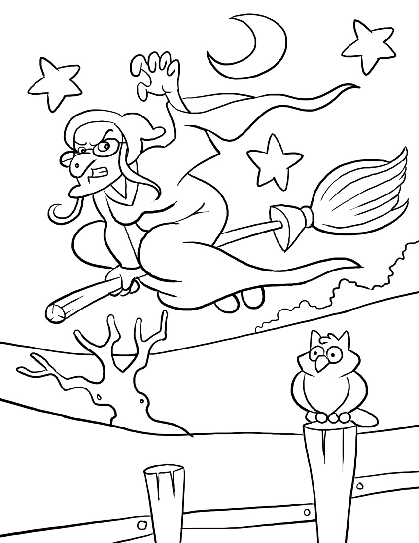 850x1100 Halloween Witch Coloring Pages Inside 8