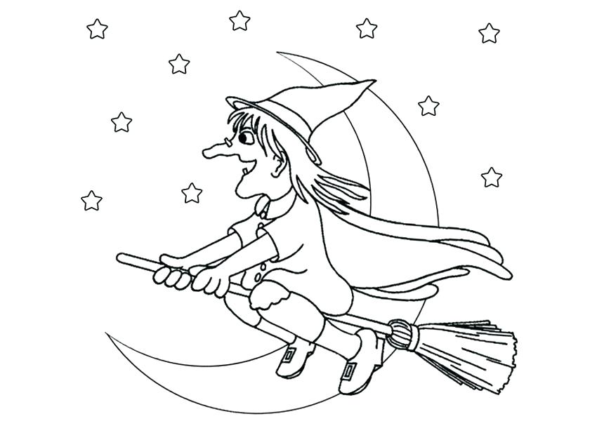 850x600 Witch Coloring Pages Witch With Her Broom Wicked Witch Coloring