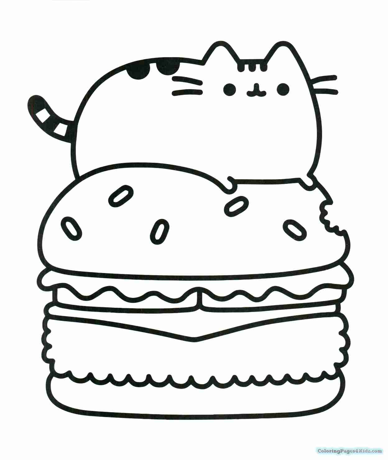 1248x1481 Pusheen Cat On A Hamburger Coloring Pages For Kids Brilliant