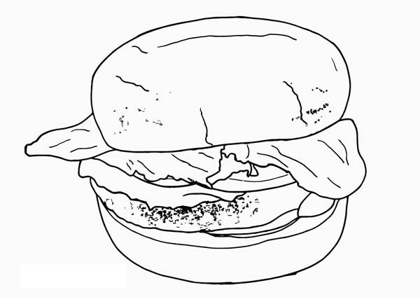 600x424 Addicted To Junk Food Hamburger Coloring Page