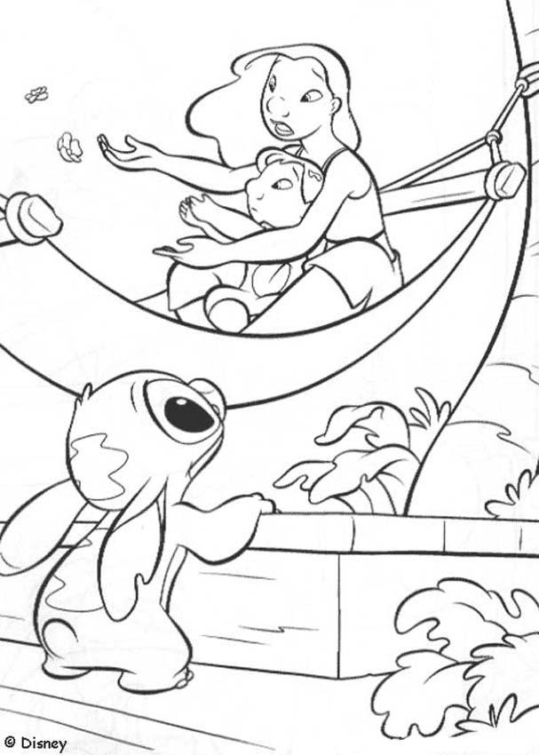 607x850 Lilo And Stitch In The Hammock Coloring Page Disney~coloring