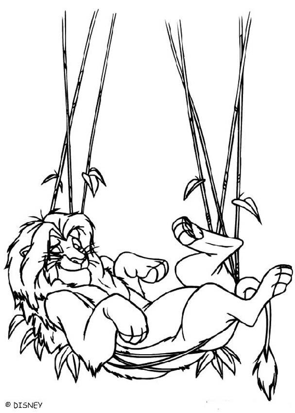 607x850 Simba Napping In Jungle Hammock Coloring Pages