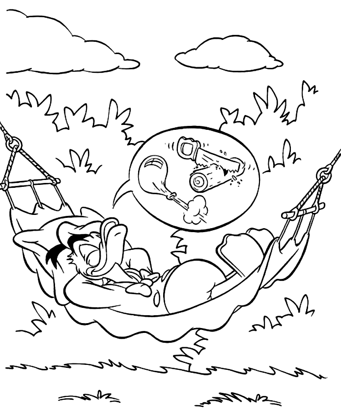 694x850 Drawing Donald Duck Rests On The Hammock Coloring Page