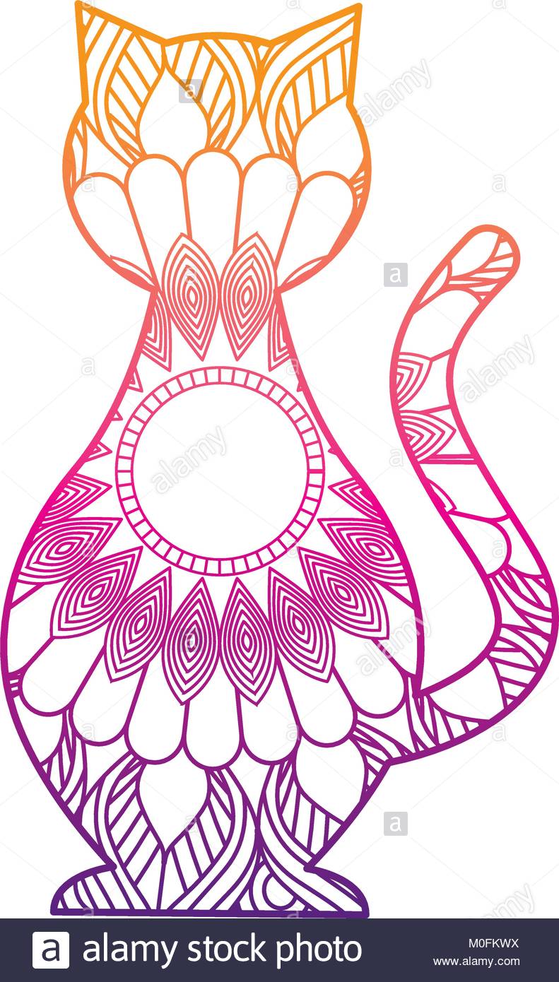 791x1390 Hand Drawn For Adult Coloring Pages With Cat Zentangle Stock