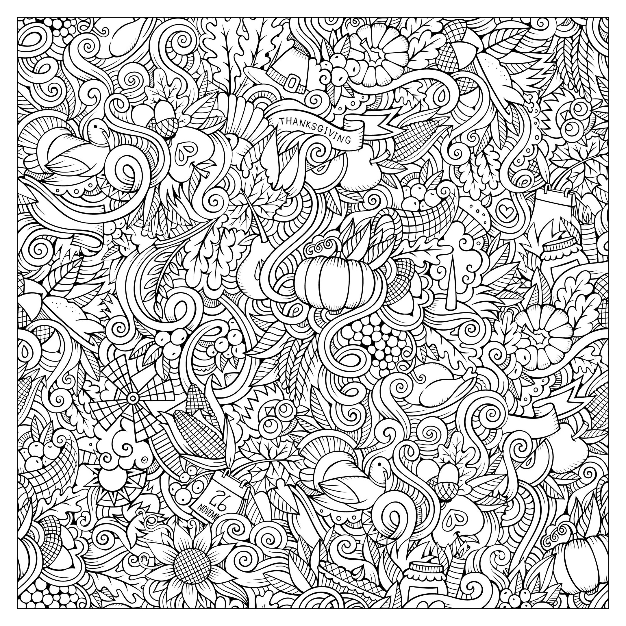 2166x2166 Best Thanksgiving Coloring Pages For Adults To Download And Print