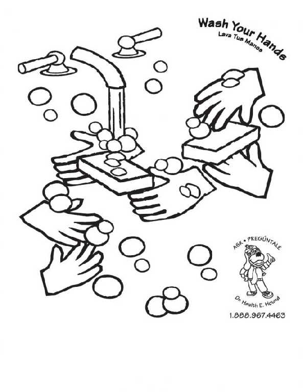 593x768 Hand Washing Coloring Pages For Preschoolers Magnificent Washing