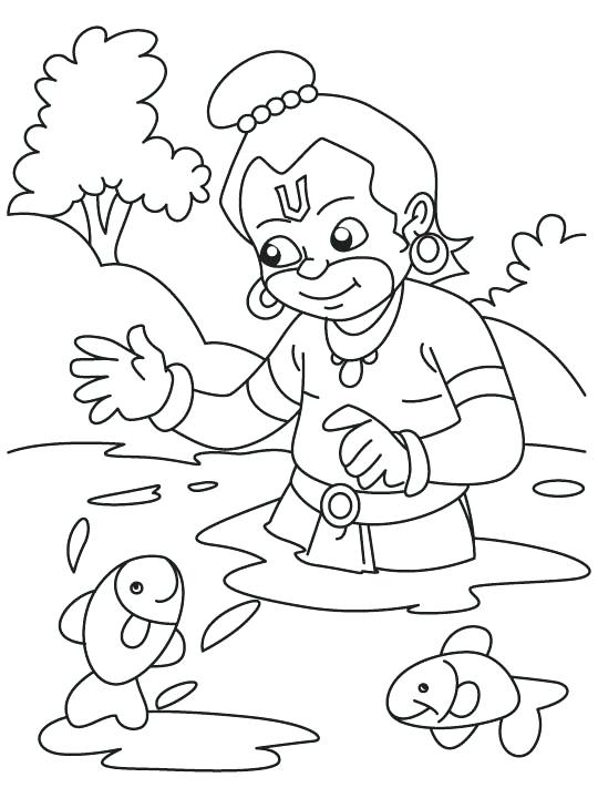 Hanuman Coloring Pages In Lake Coloring Page Chota Bheem 540x720 Hanuman Coloring Pages In Lake Coloring Page Chota Bheem