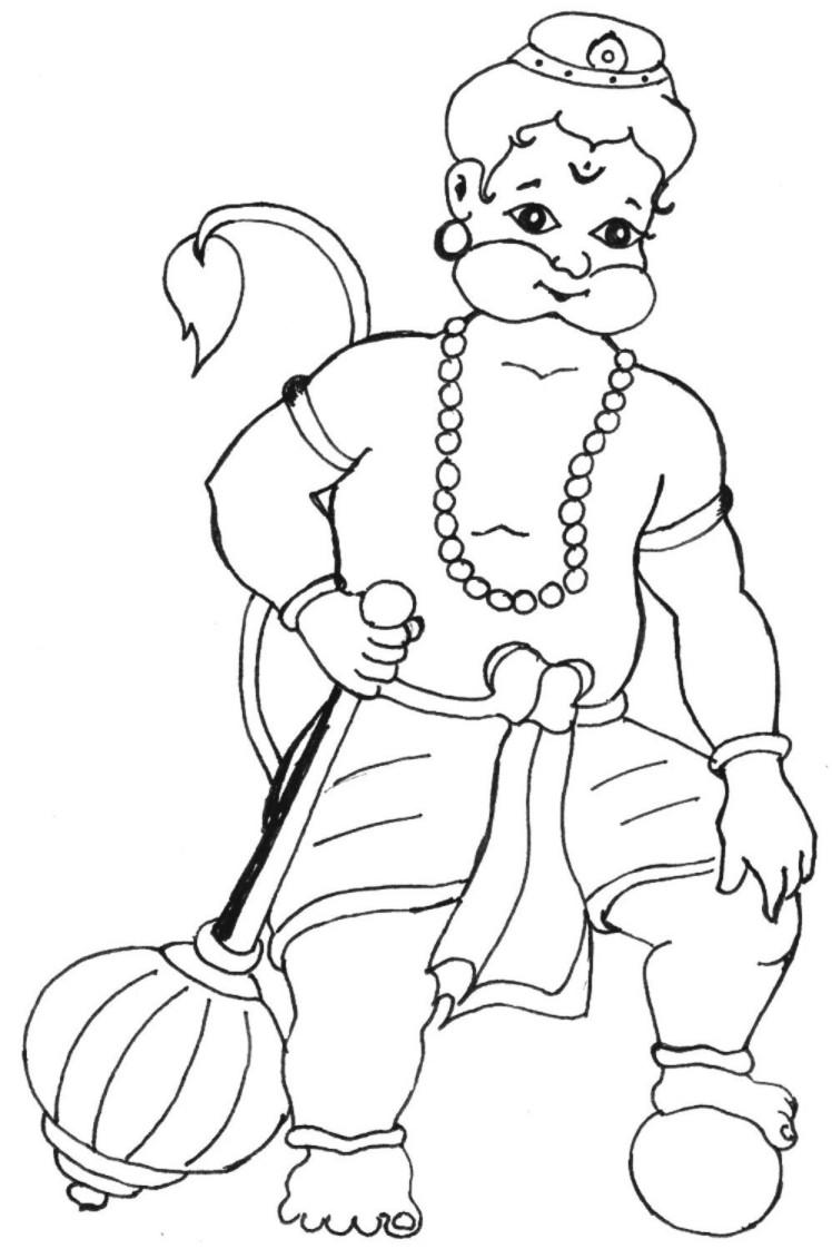 Bal Hanuman Coloring Printable Page 3 For Kids 748x1122 Bal Hanuman Coloring Printable Page 3 For Kids