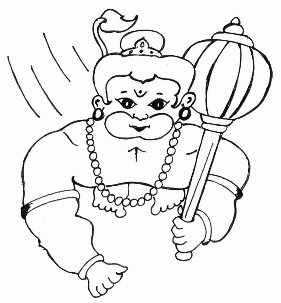 Bal Hanuman Coloring Printable Page 4 For Kids 929x1000 Bal Hanuman Coloring Printable Page 4 For Kids