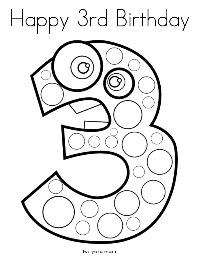685x886 Happy 3rd Birthday Coloring Page