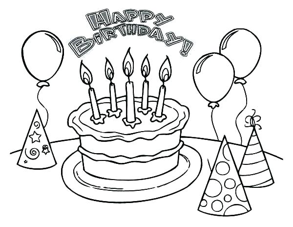 600x464 Birthday Cake Coloring Pages Preschool Happy Birthday Coloring