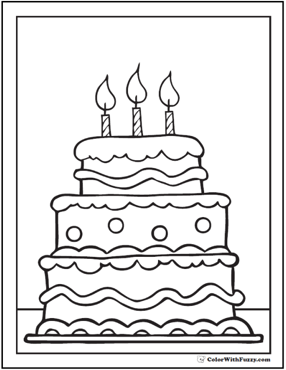 590x762 Add Candles To The Birthday Cake Coloring Page 28 Birthday Cake
