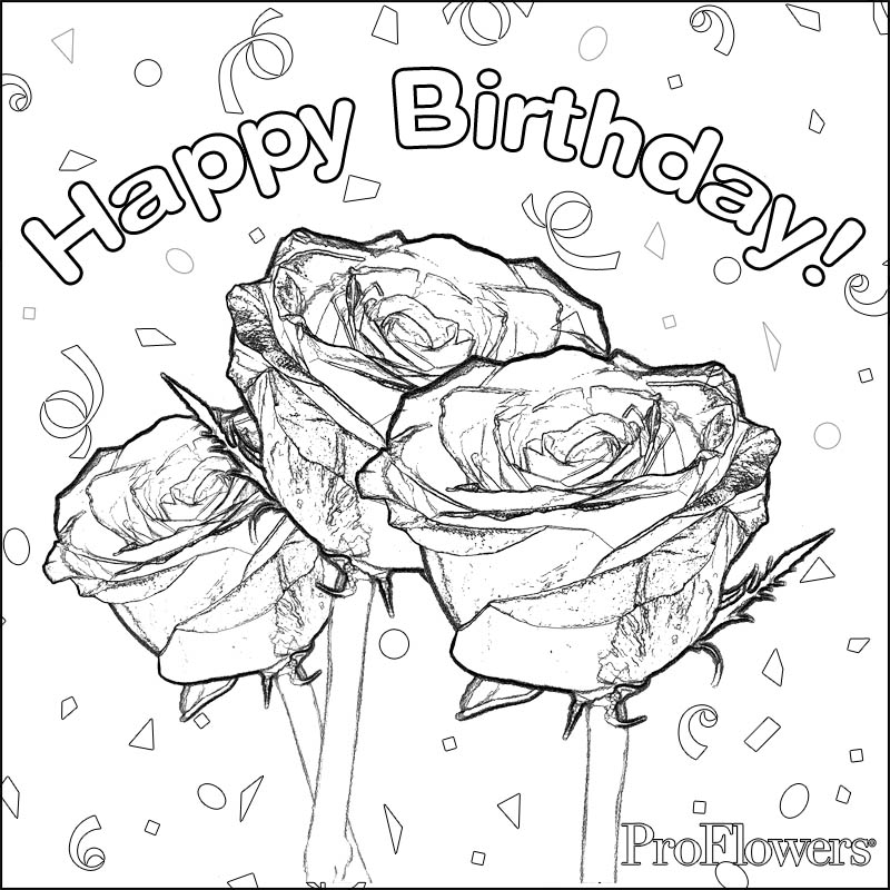 800x800 Happy Birthday Rose Coloring Pages