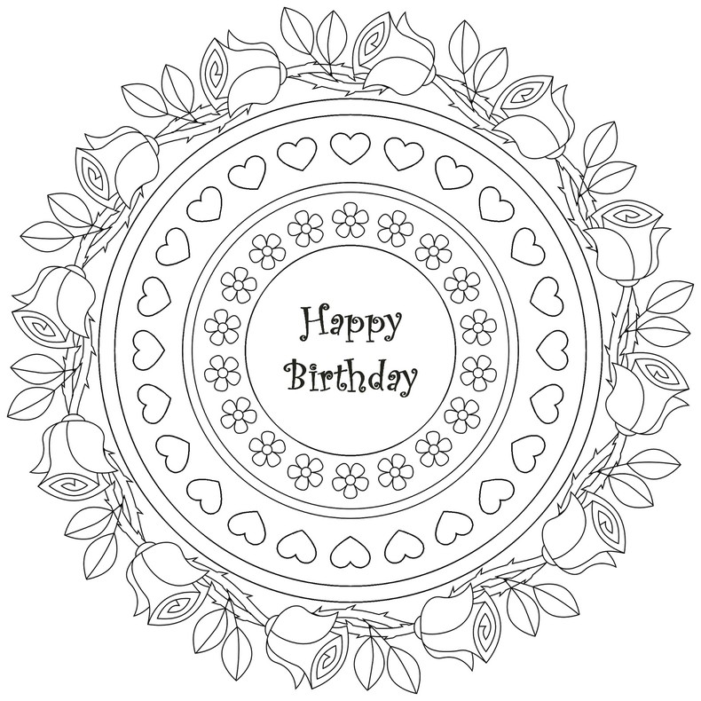 790x790 Adult Coloring Page Happy Birthday Mandala Happy Birthday 8