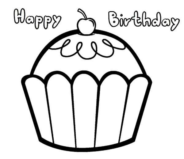 Happy Birthday Cupcakes Coloring Pages 600x519 Happy Birthday Cupcakes Coloring Pages