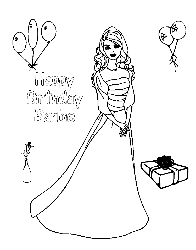 Happy Birthday Barbie Coloring Pages Birthday Coloring Pages 749x954 Happy Birthday Barbie Coloring Pages Birthday Coloring Pages