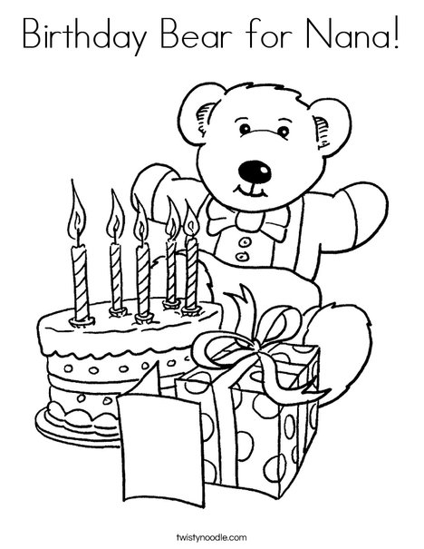 468x605 Birthday Bear For Nana Coloring Page