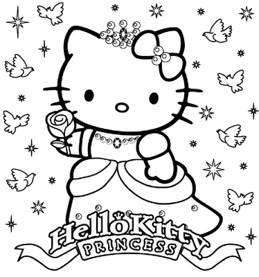 374x400 Hello Kitty~happy Birthday Princess Coloring Sheet Hello Kitty