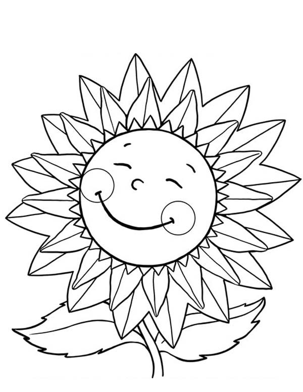 Happy Sunflower Coloring Page 600x776 Happy Sunflower Coloring Page