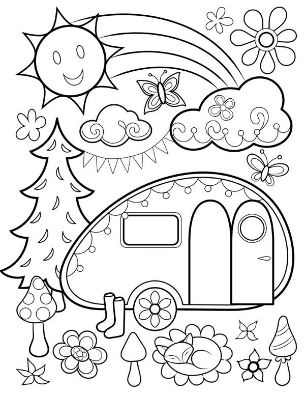 Free Coloring Page From Thaneeya Mcardle's Happy Campers Coloring 600x776 Free Coloring Page From Thaneeya Mcardle's Happy Campers Coloring