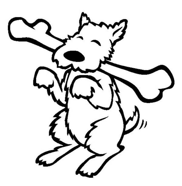 600x612 Happy Dog Eating Long Bone Coloring Page Color Luna