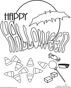 Color The Happy Halloween Worksheet 301x375 Color The Happy Halloween Worksheet