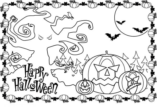 Happy Halloween Coloring Pictures Fun For Christmas 600x429 Happy Halloween Coloring Pictures Fun For Christmas