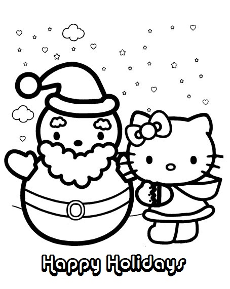 454x571 Hello Kitty Christmas And Winter Coloring Pages Of Happy Holidays