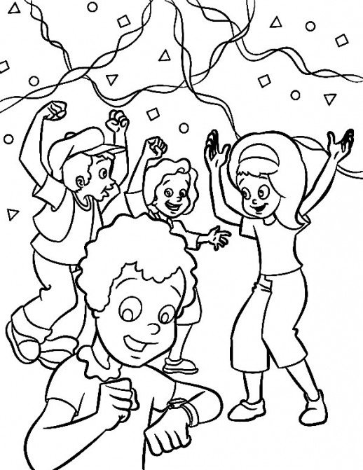 518x671 Happy Kids In Happy New Year Coloring Pages