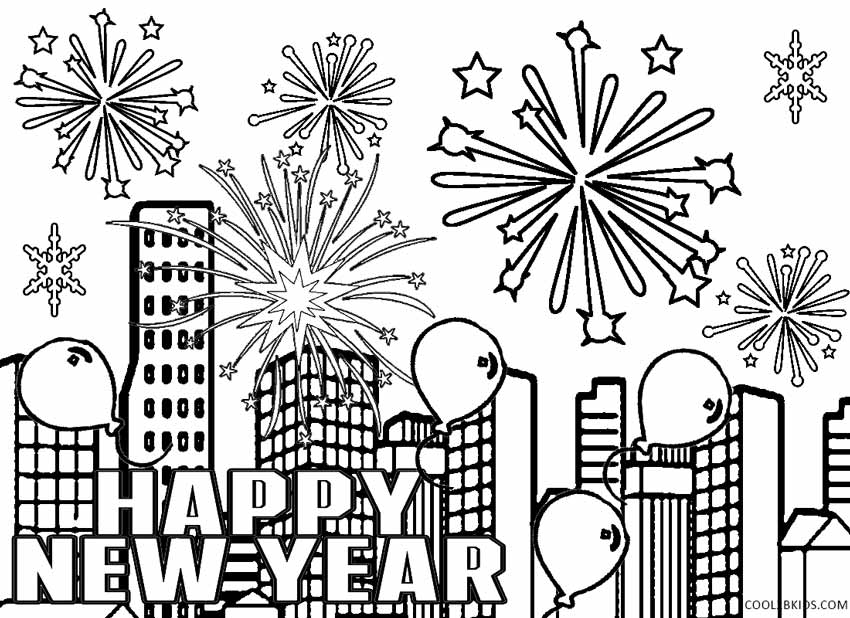 Happy New Years Coloring Page 2018 850x618 Happy New Years Coloring Page 2018