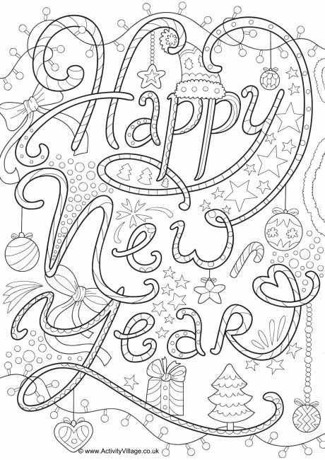 New Year Colouring Pages 460x650 New Year Colouring Pages