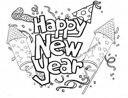 438x338 Printable Happy New Year Fireworks Coloring Pages