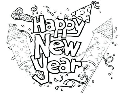 Happy New Year Coloring Page Printable Happy New Year Fireworks 438x338 Happy New Year Coloring Page Printable Happy New Year Fireworks