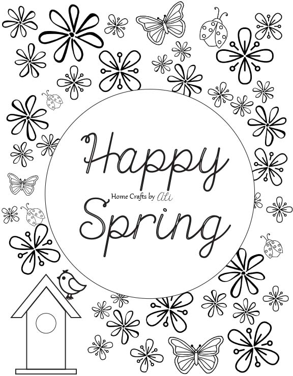 Happy Spring Printable Coloring Page 576x740 Happy Spring Printable Coloring Page