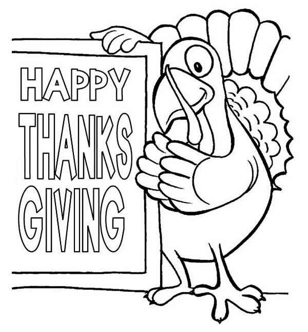 Happy Thanksgiving Day Says The Turkey Coloring Page 600x646 Happy Thanksgiving Day Says The Turkey Coloring Page