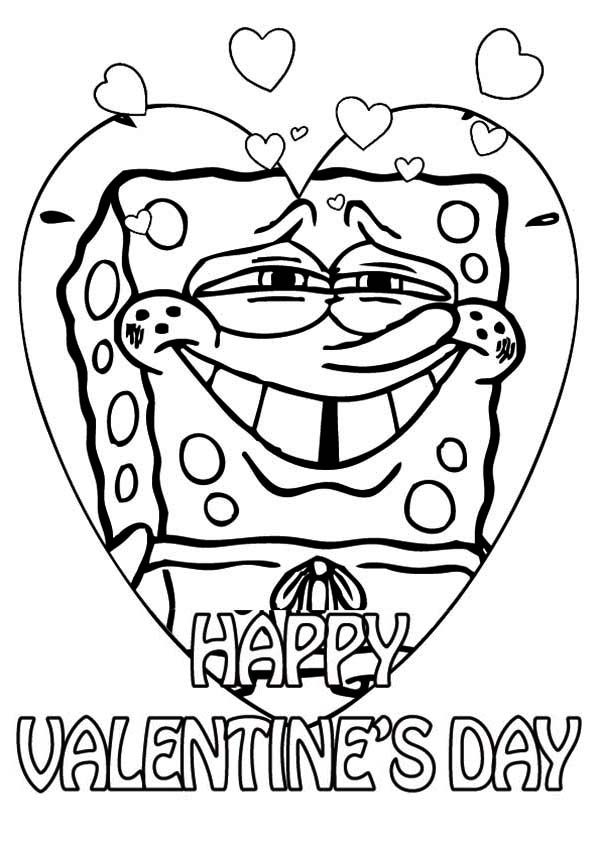 Spongebob Say Happy Valentine's Day Everyone Coloring Page Kids 600x849 Spongebob Say Happy Valentine's Day Everyone Coloring Page Kids